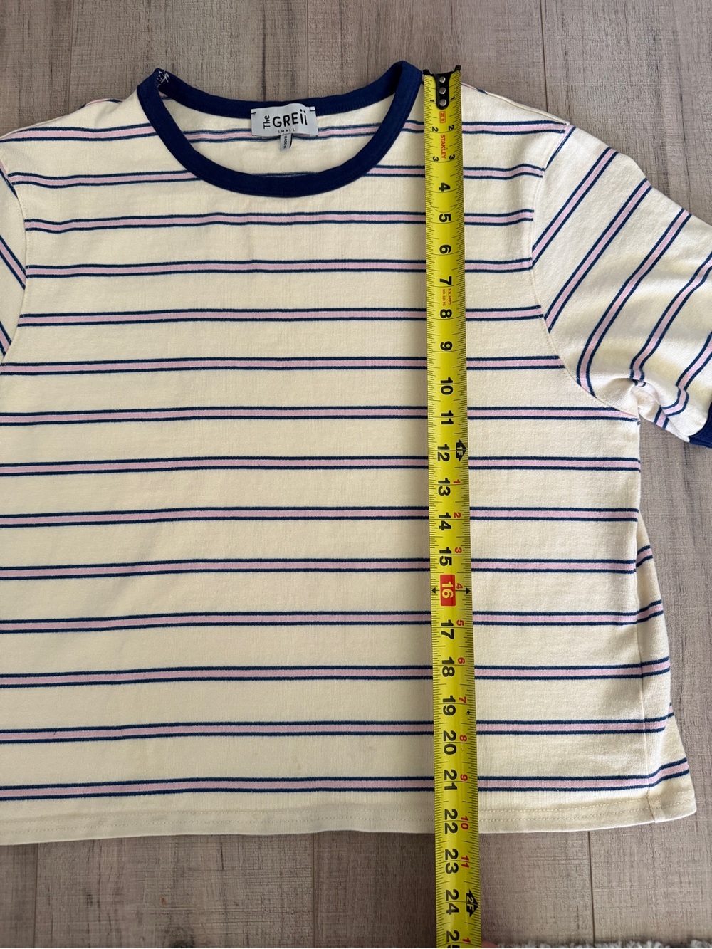The Greii Striped Ringer Tee Women’s S Boxy Cropped Cotton Made in Korea - Picture 10 of 11